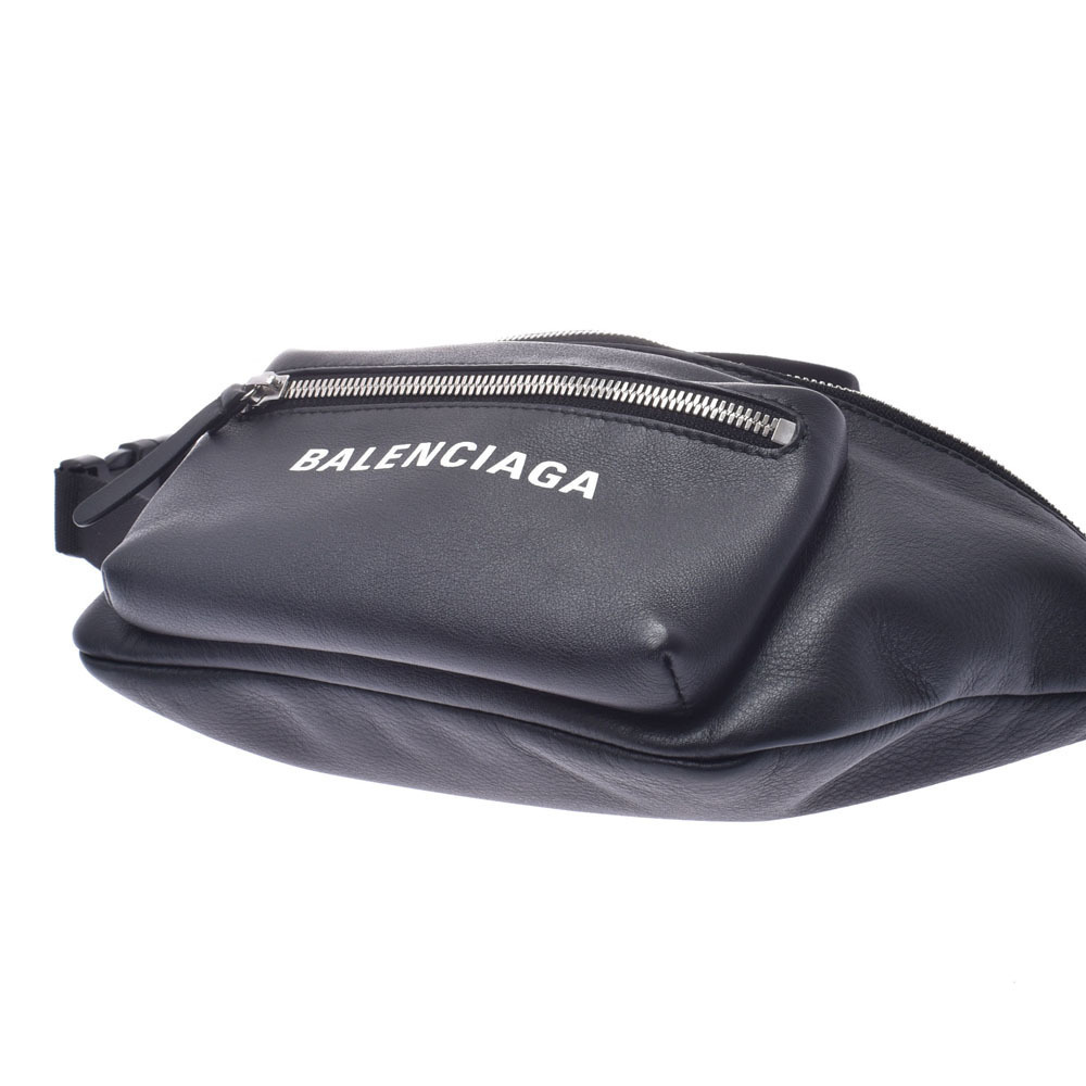 BALENCIAGA Logo Belt Bag Body Crossbody Black White Leather Waist - Picture 3 of 11